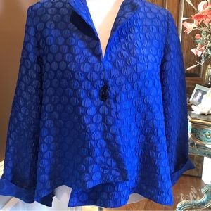 IC Collection, Royal Blue, Lightweight Jacket.  Asymmetrical hem, toggle button